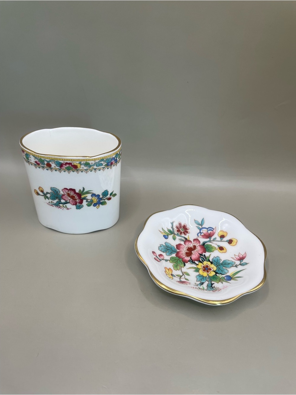 VTG Coalport Ming Rose England Bone China Trinket Dish And Toothpick Holder